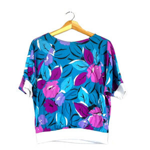 Women's Vintage Floral Caribou Batwing Blouse L